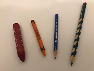3 pencils and a crayon